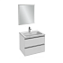 Комплект мебели 60 см Jacob Delafon Vox с раковиной EXAF112-Z-00, тумбой EB2030-RA-G1C, зеркалом EB1440-NF, белый блестящий лак